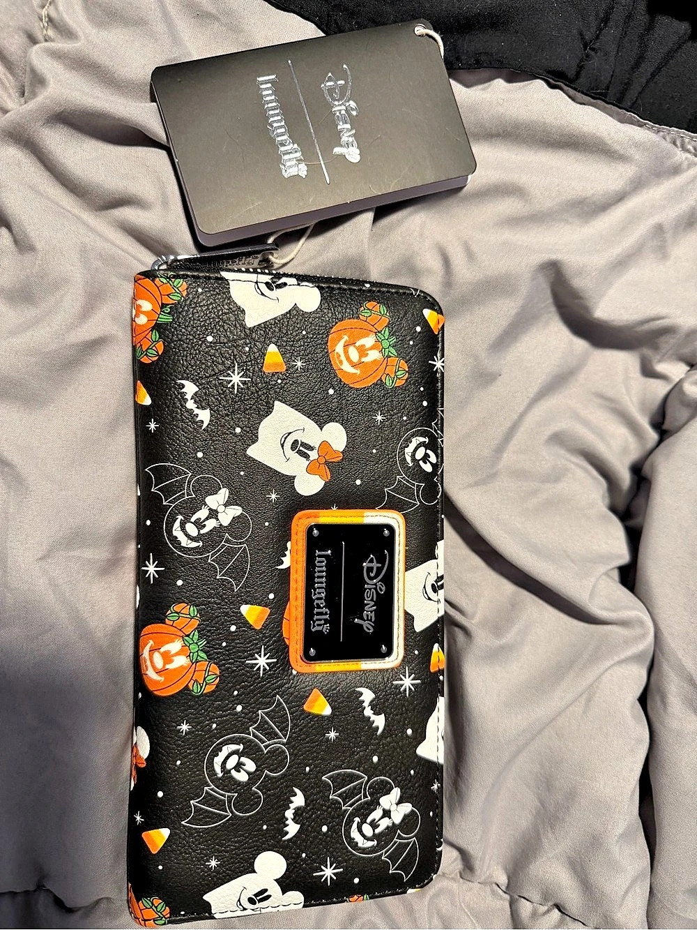 Loungefly Disney Spooky Mice Candy Corn Zip Around Wallet Black & Orange